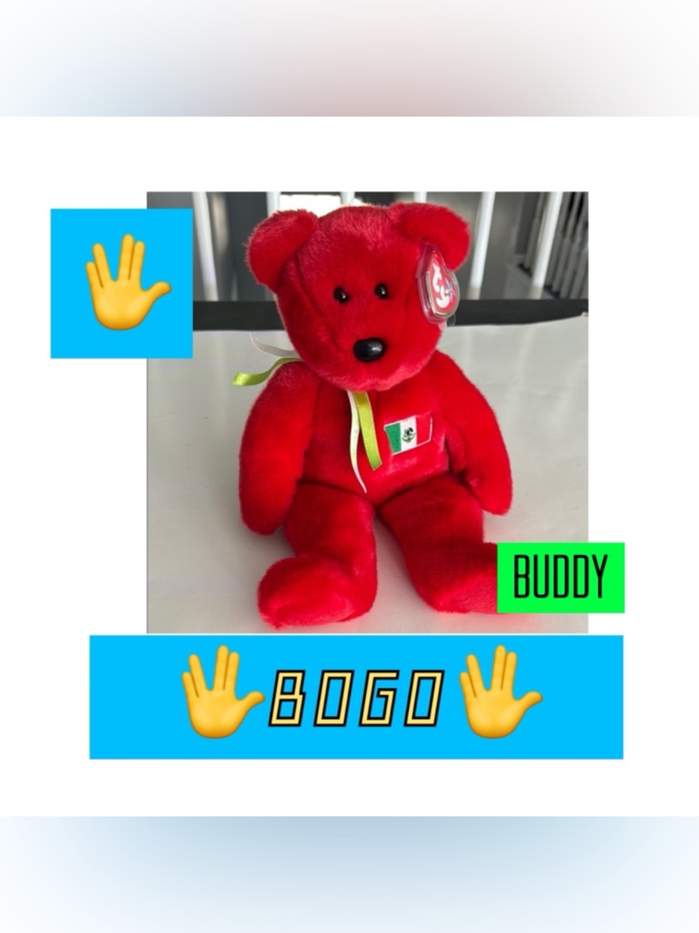 🖖BOGO🖖 1999 🇲🇽 Osito the Bear Beanie BUDDY - 14 Inches